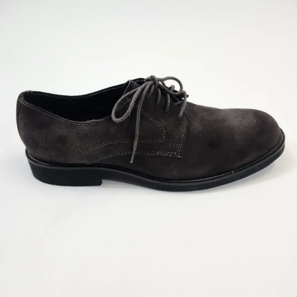Bostonian Mens 10M Brown Suede Plain Toe Derby Shoes Leather Casual Dress Oxford